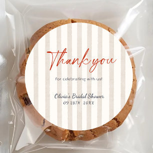 Nautical Stripes Lobster Bridal Shower Thank You Classic Round Sticker
