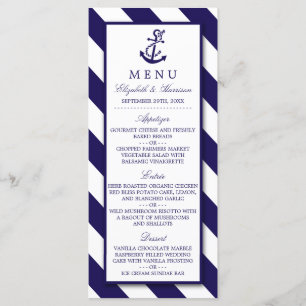 Nautical Stripes & Navy Blue Anchor Wedding Menu