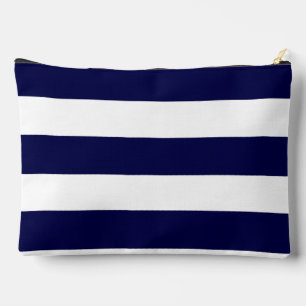 Nautical Stripes Navy Blue and White Accessory Pouch