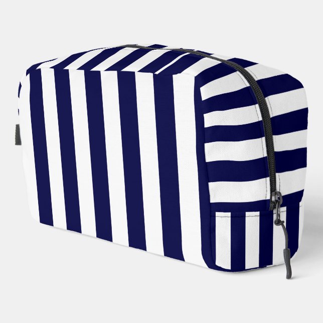 Nautical Stripes Navy Blue and White  Dopp Kit (Right Corner)