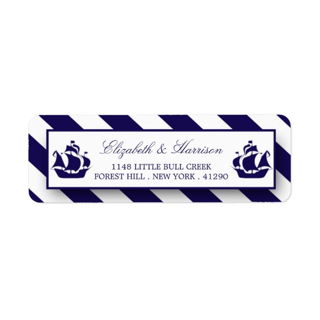 Nautical Stripes & Navy Blue Ship Wedding (Front)