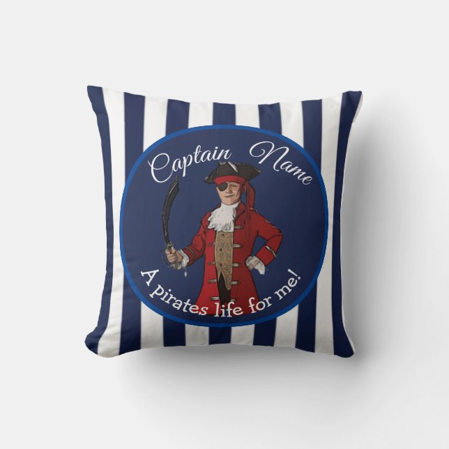 Nautical Stripes Party Pirate Boy  Cushion (Front)