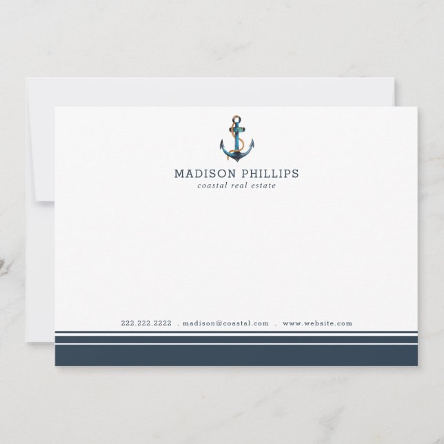 Nautical Stripes Personalised Real Estate Agent Card (Front)