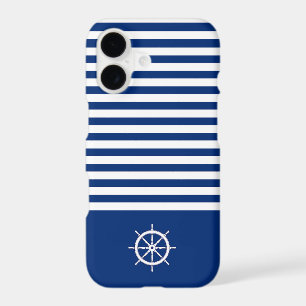 Nautical Stripes+Ships Wheel Blue+White
