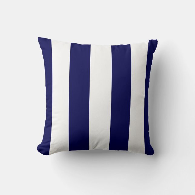 Nautical Stripes Wide CHOOSE YOUR BACKGROUND COLOR Cushion (Front)