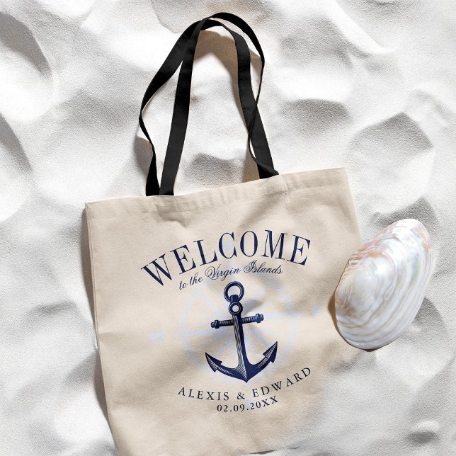 Nautical Style Anchor Custom Welcome Tote Bag (Creator Uploaded)