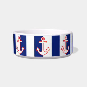 Nautical Style Anchor on Stripes Bowl