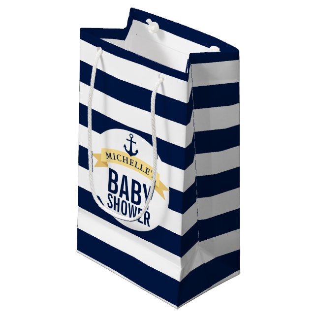 Nautical Style Baby Shower Customised Small Gift Bag (Front Angled)