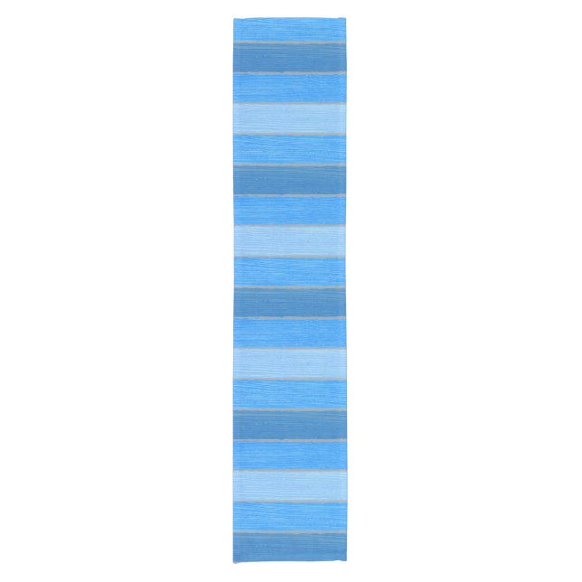 Nautical style blue painted wood short table runner (Front)