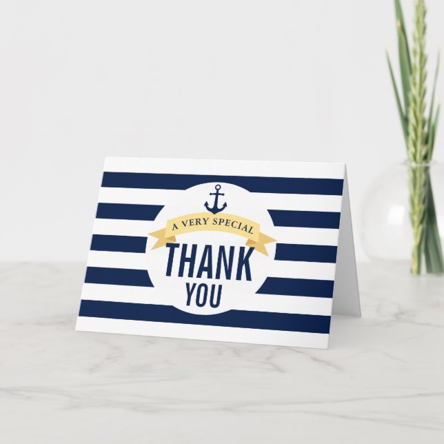 Nautical Style Theme Celebration Thank You Card (Front)