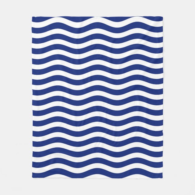 Nautical Style Wavy Stripes Decor Fleece Blanket (Front)
