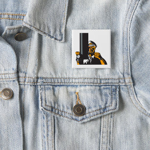 Nautical Submarine Captain Using Periscope  15 Cm Square Badge