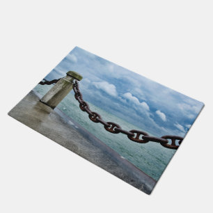 Nautical Summer Beach Front Blue Doormat