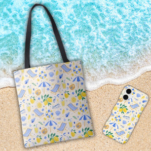 Nautical Summer Lemon Cute Tote Bag