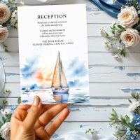 Nautical Sunset Sailboat Coastal Wedding Reception