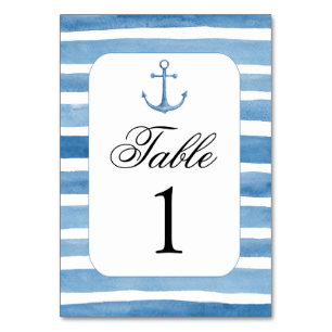 Nautical table number. Beach wedding. Blue numbers Table Number