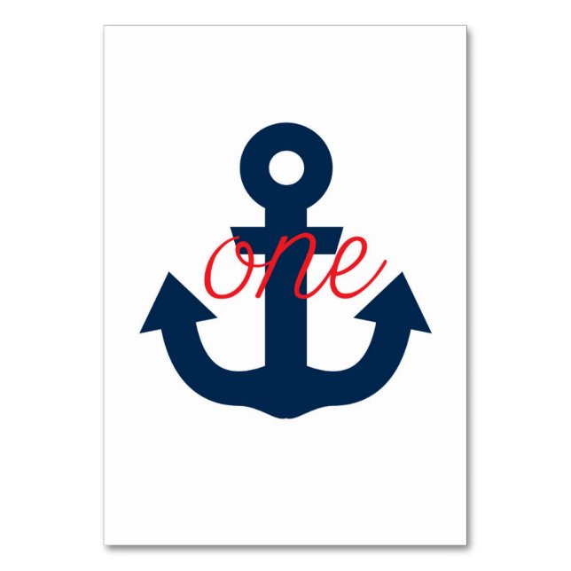 Nautical Table Numbers, Red and Navy Anchor Number (Front)