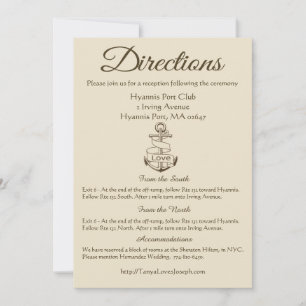 Nautical Tan Ship Anchor Wedding Details Brown Invitation