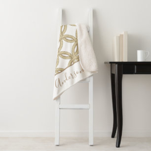 Nautical Taupe Ropes & Family Name Sherpa Blanket
