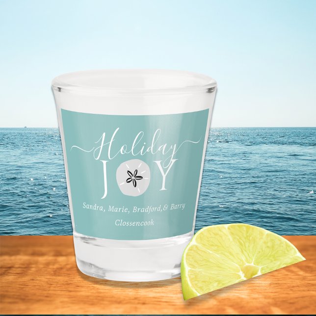 Nautical Teal Joy Sand dollar  Shot Glass (Creator Uploaded)
