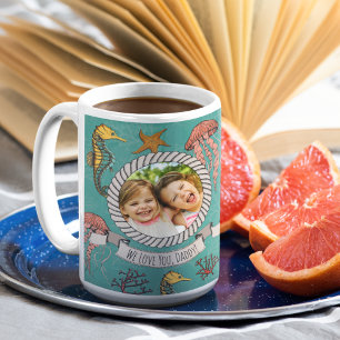 Nautical Teal Ocean Animal Father's Day Coffee Mug