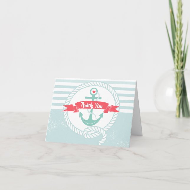 Nautical Thank You Card with Anchor and Rope (Front)