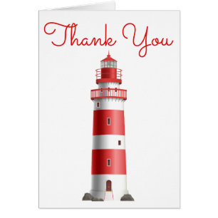Nautical Thank You Lighthouse Red Wedding Beach
