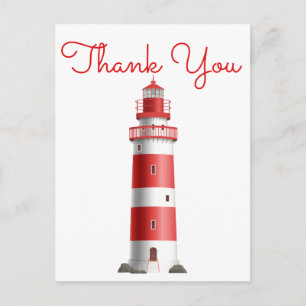 Nautical Thank You Lighthouse Wedding Beach Summer Postcard