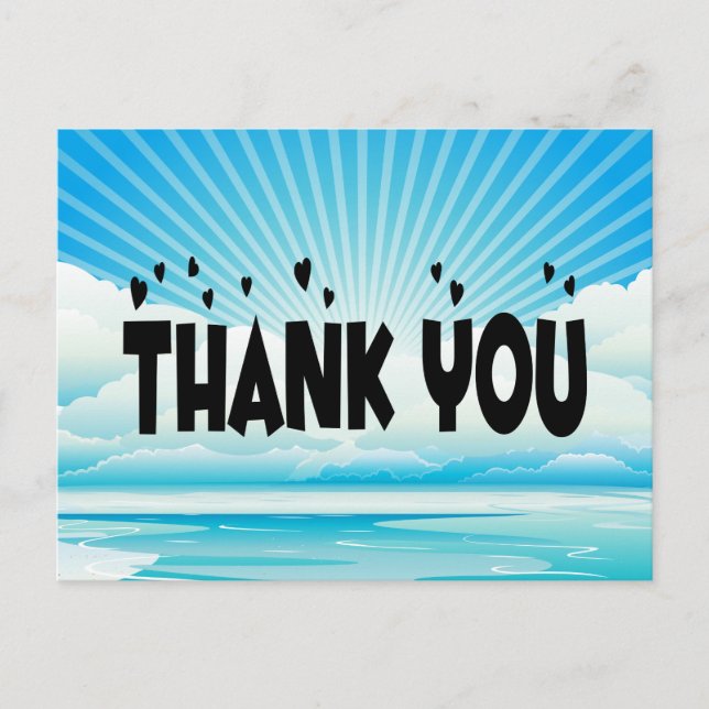 Nautical Thank You Ocean Sunrise Blue & White Postcard (Front)