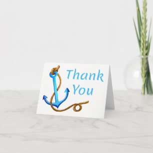 Nautical Thank You Ship Anchor Blue Turquoise Card