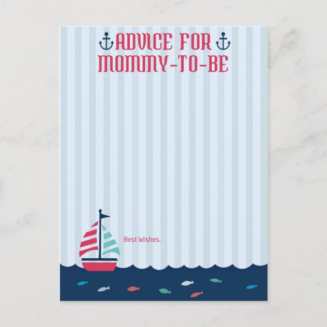 Nautical Theme - Advice card for Mummy-to-be (Front)