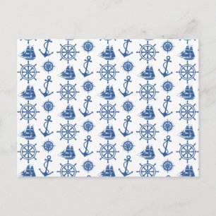 Nautical Theme Anchor Blue and White Postcard