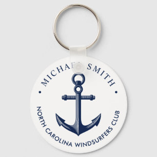 Nautical Theme Anchor Custom Navy Key Ring