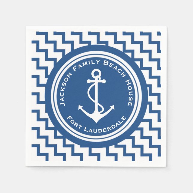Nautical Theme Anchor Family Beach House Party Napkin (Front)