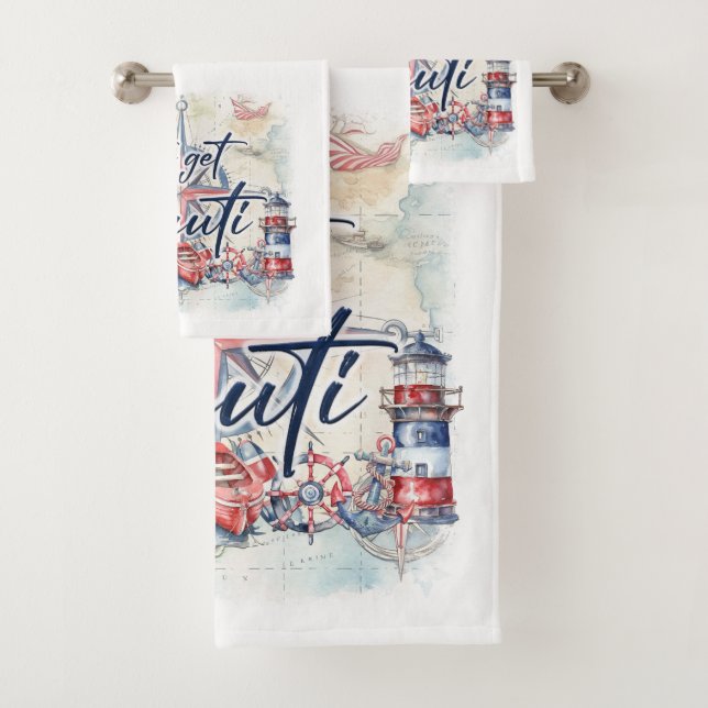 Nautical Theme Bathroom Towel Set  (Insitu)
