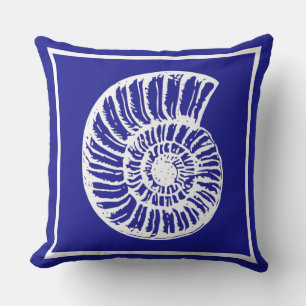 Nautical Theme Beautiful blue and White Seashel Cushion