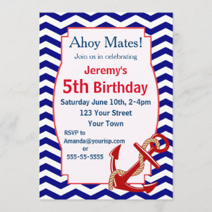 Nautical Theme Birthday Party Invitation