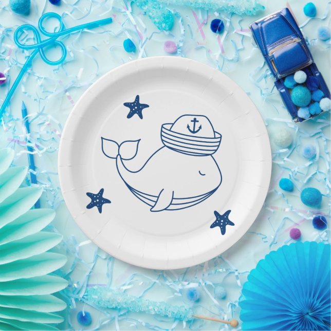 nautical theme birthday party paper plate (Party)