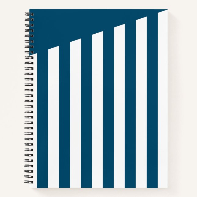 Nautical Theme Blue and White Stripes Notebook (Front)