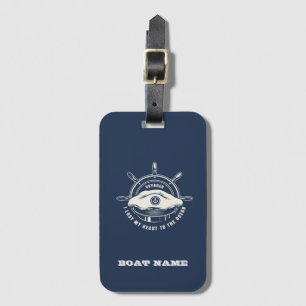 Nautical Theme Boat Name Navy Blue Luggage Tag