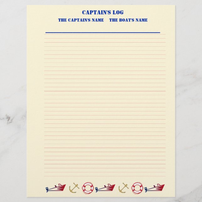 Nautical Theme Filler Paper (Lined) (Front)