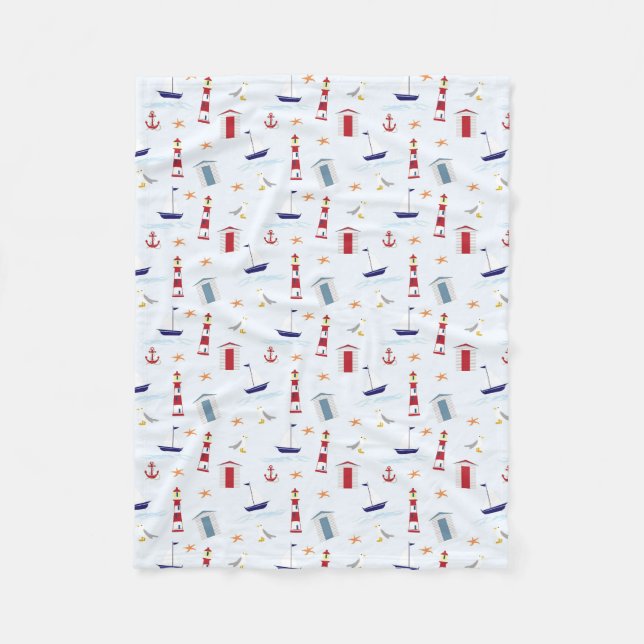 Nautical Theme Fleece Blanket, 30"x40" Blanket (Front)