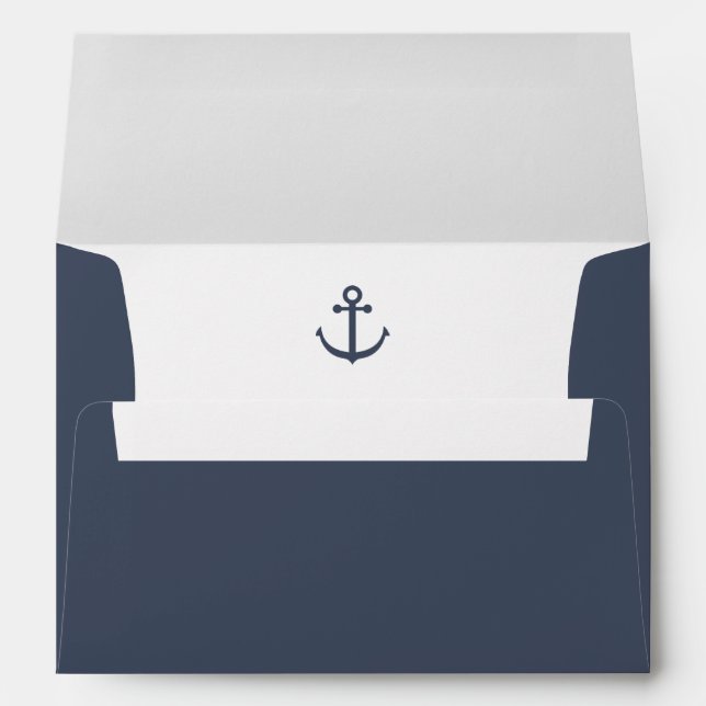 Nautical Theme Navy Blue Return Address Envelope (Back (Bottom))