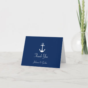 Nautical Theme Navy Blue White Stripes Thank You Card