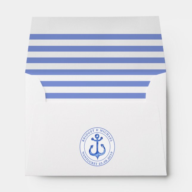 Nautical Theme | Navy Striped Envelopes (Back (Bottom))