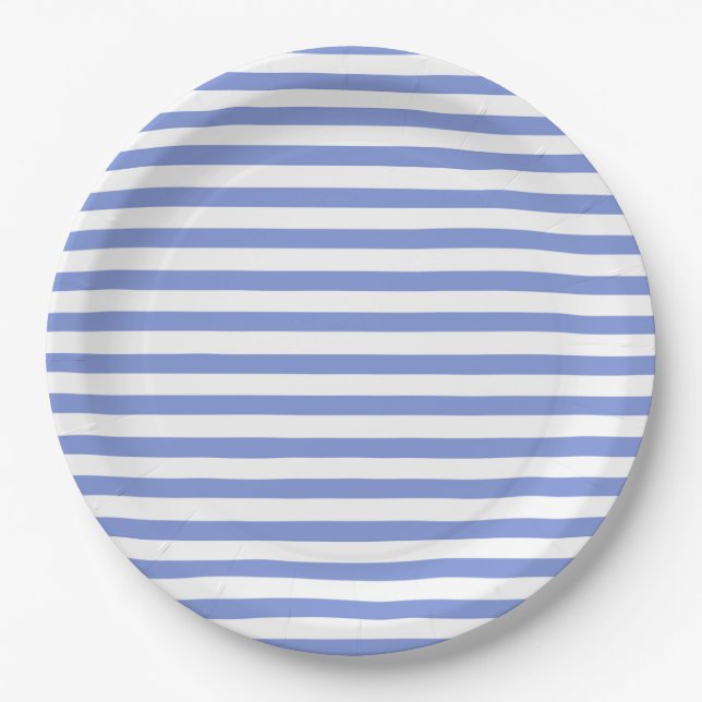 Nautical Theme - Navy Striped Paper Plate (Front)