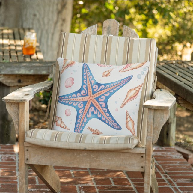 Nautical Theme sea shell starfish Cushion (Chair)