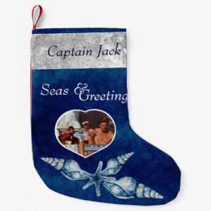 Nautical-theme Seas and Greetings  Small Christmas Stocking