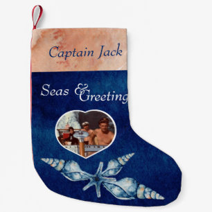 Nautical-theme Seas and Greetings  Small Christmas Stocking