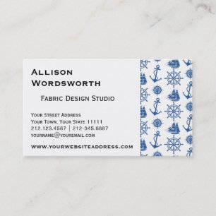 Nautical Theme Ships Anchor Blue and White Business Card